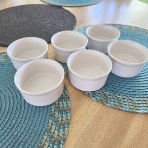 Set of 6 White Le Tauci Ceramic Ramekins Soufflé Pots 4 oz